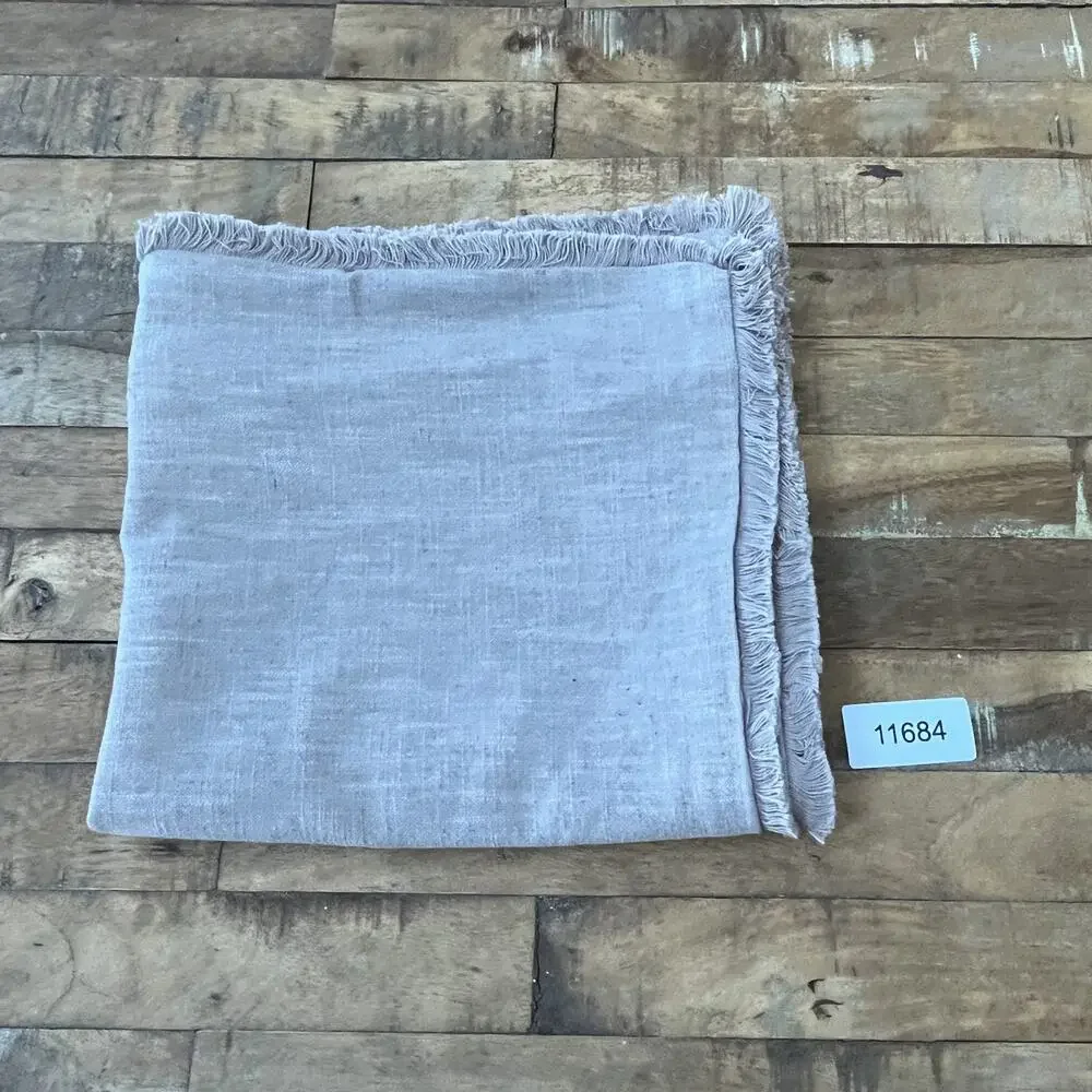 Square Pillow Shams (2) 19in x 19in Linen Blend Brown w/ Frayed Edges Zipper